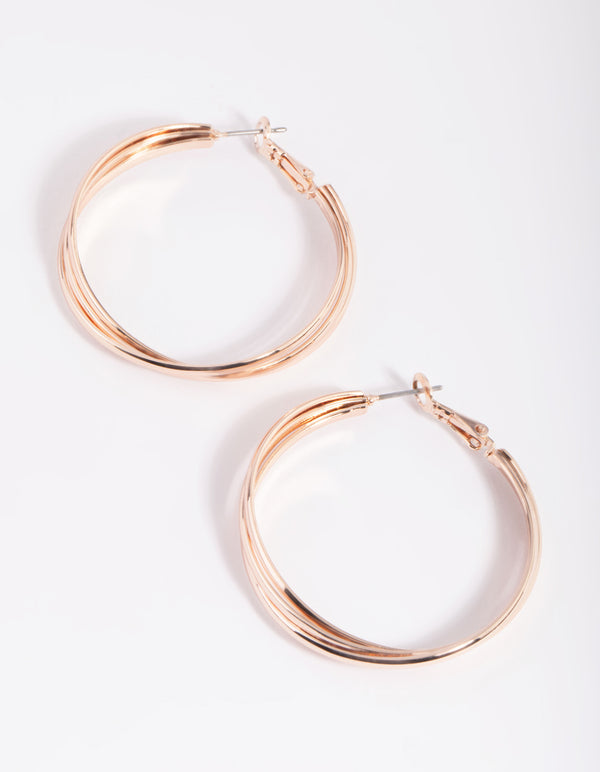 Rose Gold Twisted Hoop Earrings
