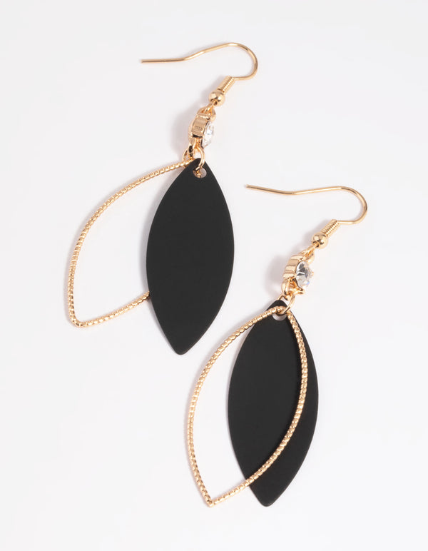 Matte Black Petal Drop Earrings