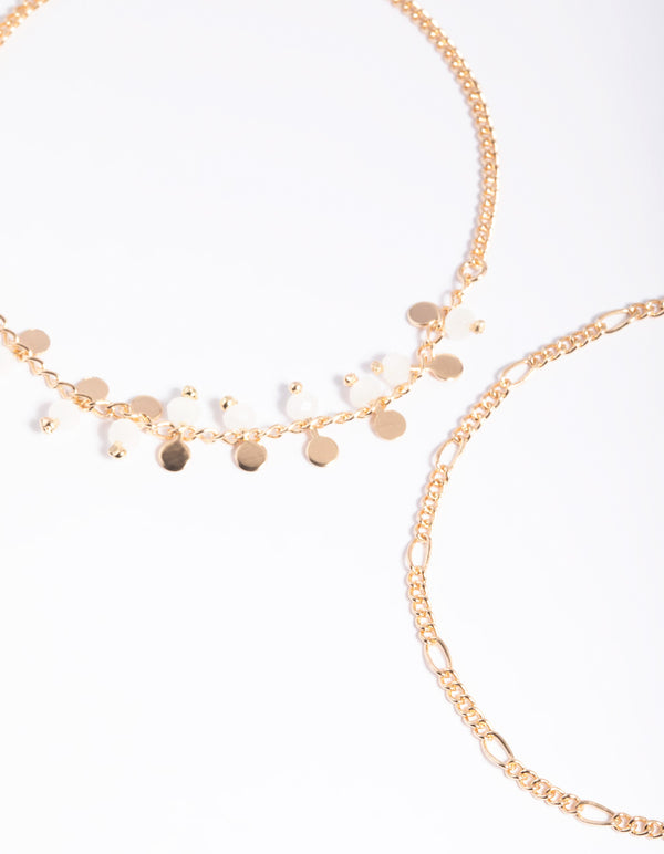 White Chain & Bead Bracelet Set