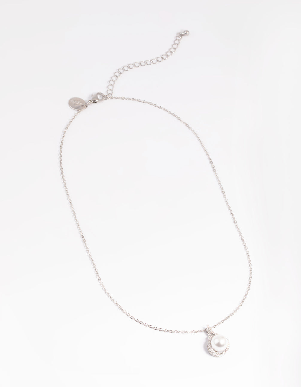 Silver Pearl & Cubic Zirconia Pendant Necklace