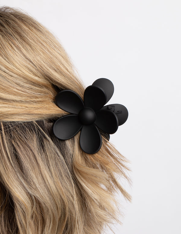 90s Black Daisy Flower Claw Clip