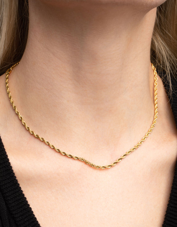 Waterproof Gold Plated Stainless Steel Twisted Chain Necklace