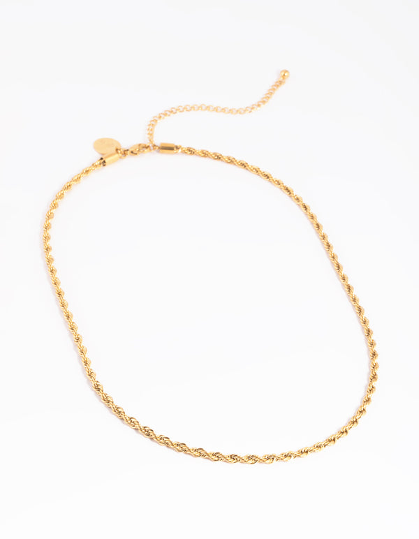 Waterproof Gold Plated Stainless Steel Twisted Chain Necklace