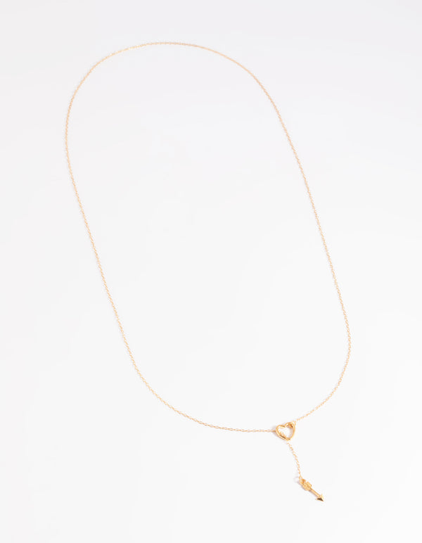 Gold Plated Sterling Silver Heart Thread Necklace