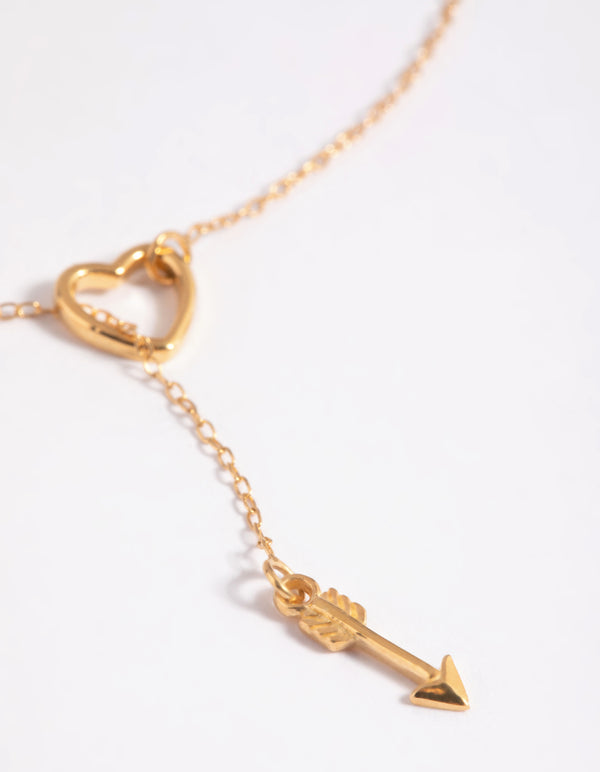 Gold Plated Sterling Silver Heart Thread Necklace