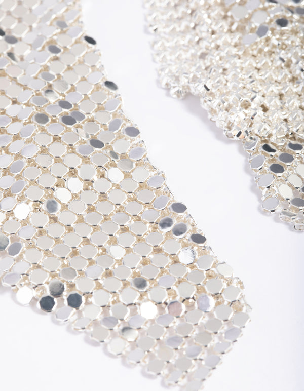 Silver Chain Mail Drop Earrings