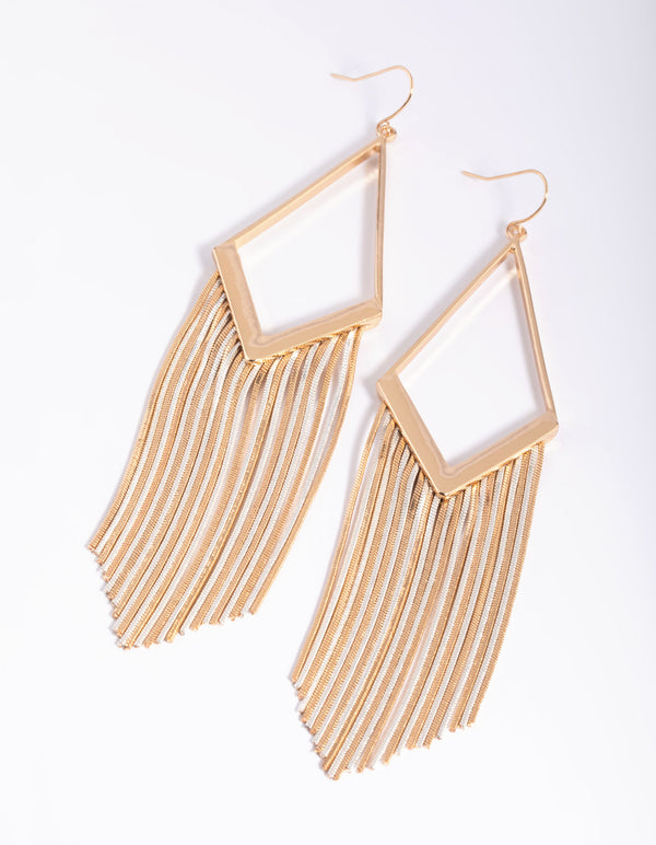 Mixed Metal Diamond Snakechain Earrings