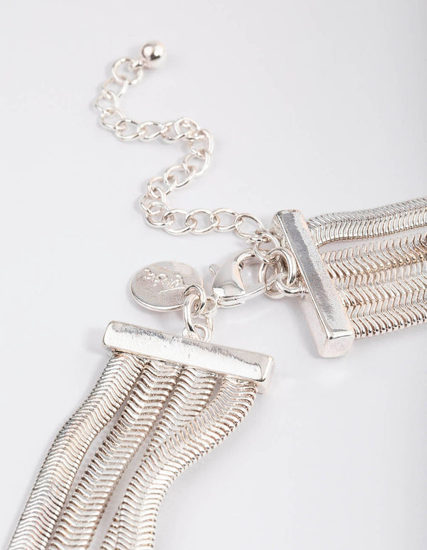 Silver Snake Chain Layered Necklace