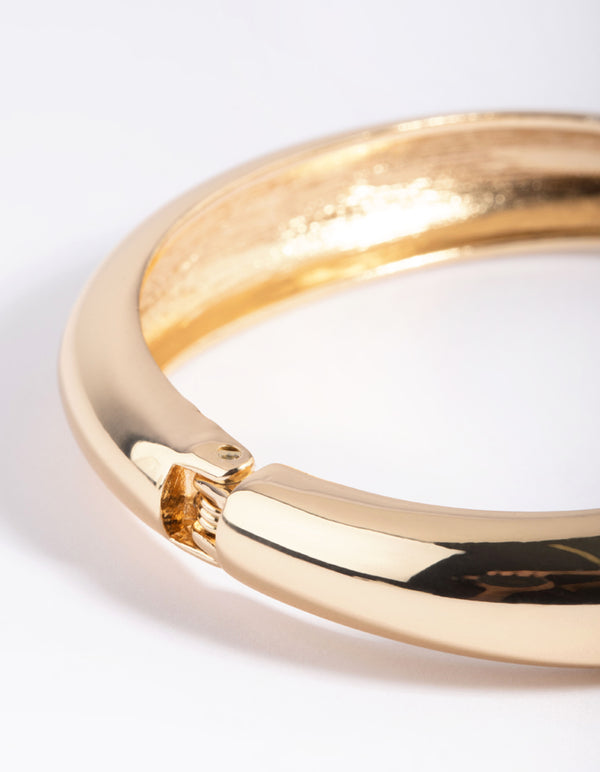 Gold Rounded Hinge Cuff Bracelet