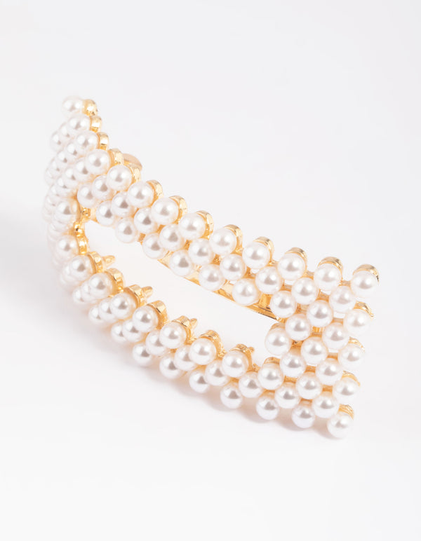 Gold Pearl Rectangular Clip
