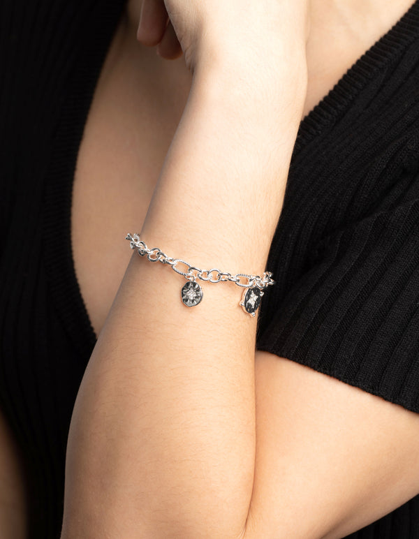 Silver Celestial Coin Toggle Bracelet