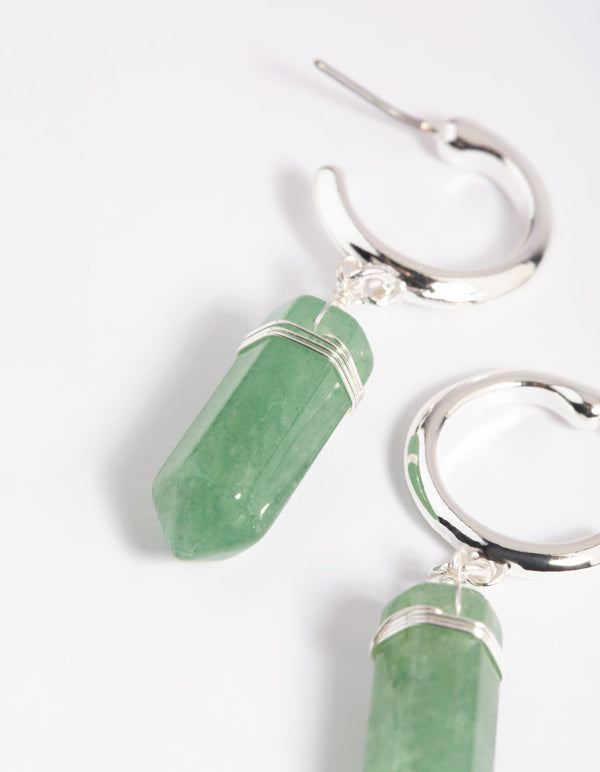 Green Fluorite Shard Hoop Earrings