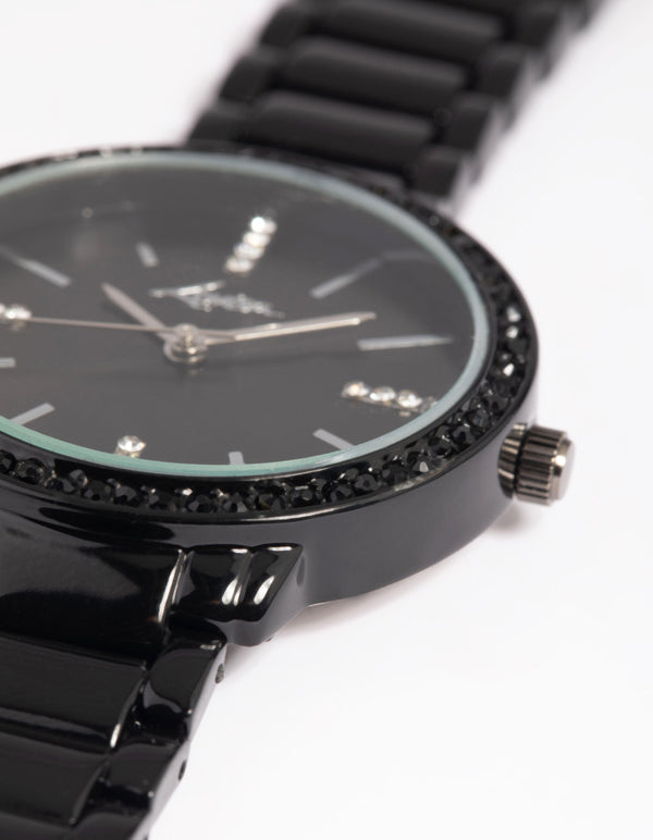 Gunmetal Diamante Link Strap Watch