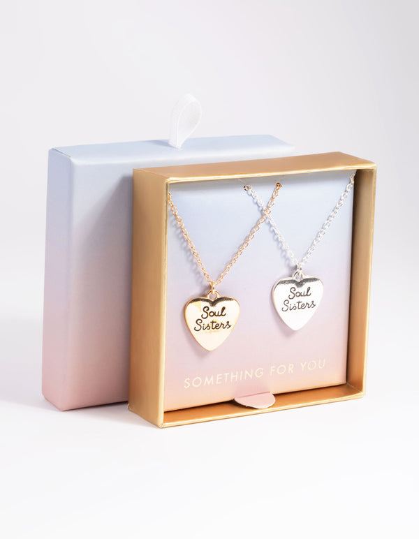 Mixed Metal Soul Sisters Heart Necklace Pack