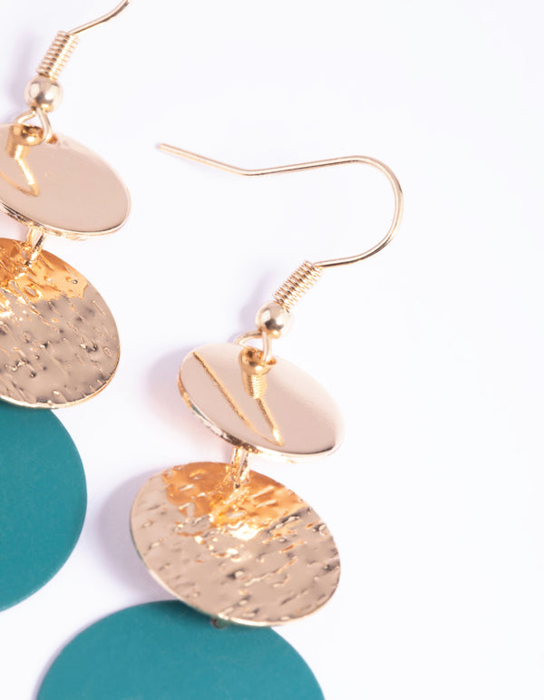 Green Cascading Drop Earrings