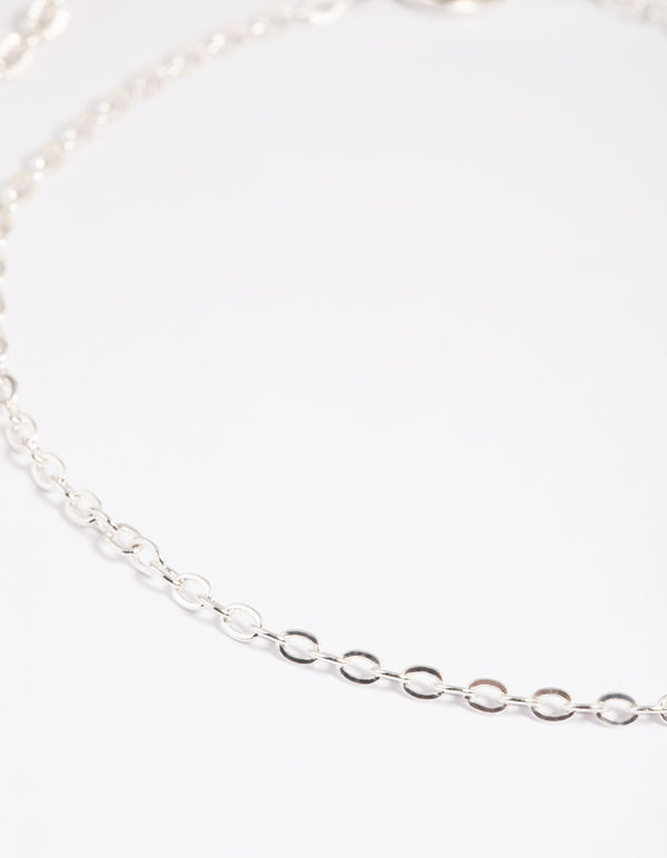 Silver Twisted Anklet Set