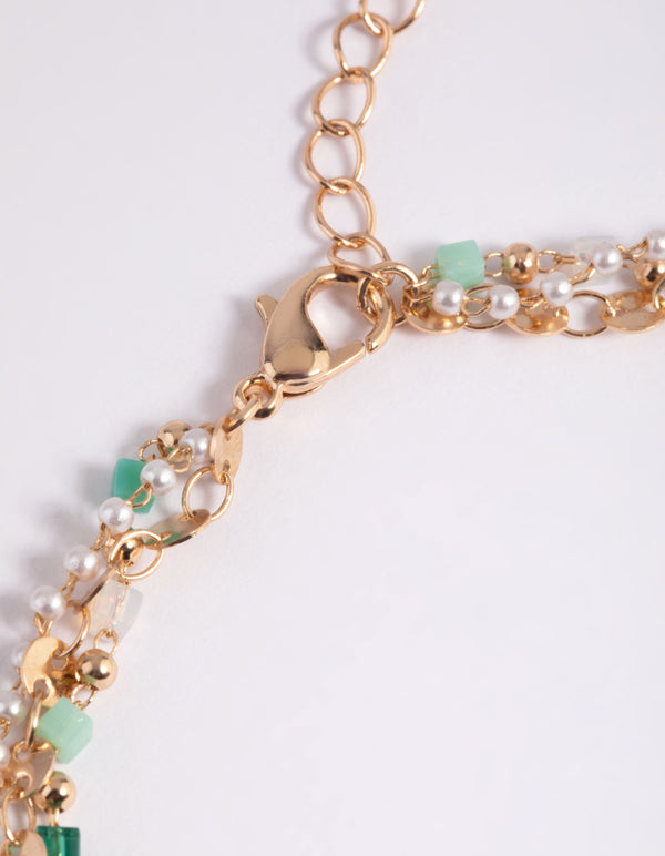 Gold Freshwater Pearl Anklet Set