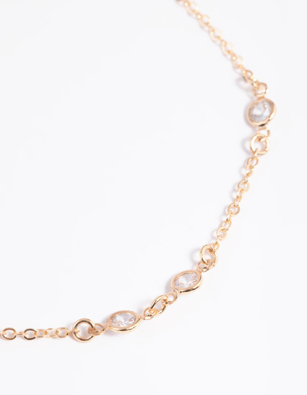 Gold Cubic Zirconia Anklet