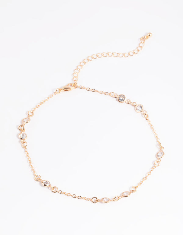 Gold Cubic Zirconia Anklet