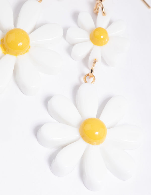 90s White Daisy Drop Earrings