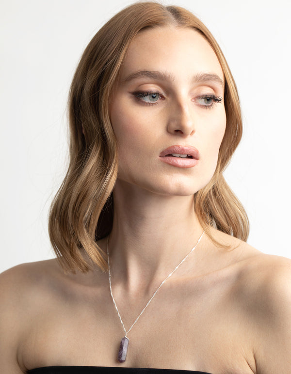 Silver Plated Amethyst Chain Necklace