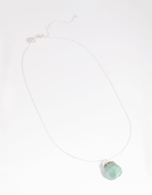 Silver Plated Green Fluorite Necklace