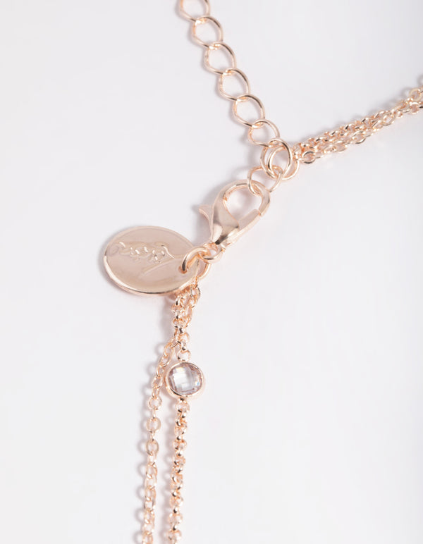 Rose Gold Plated Cubic Zirconia & Quartz Layered Necklace