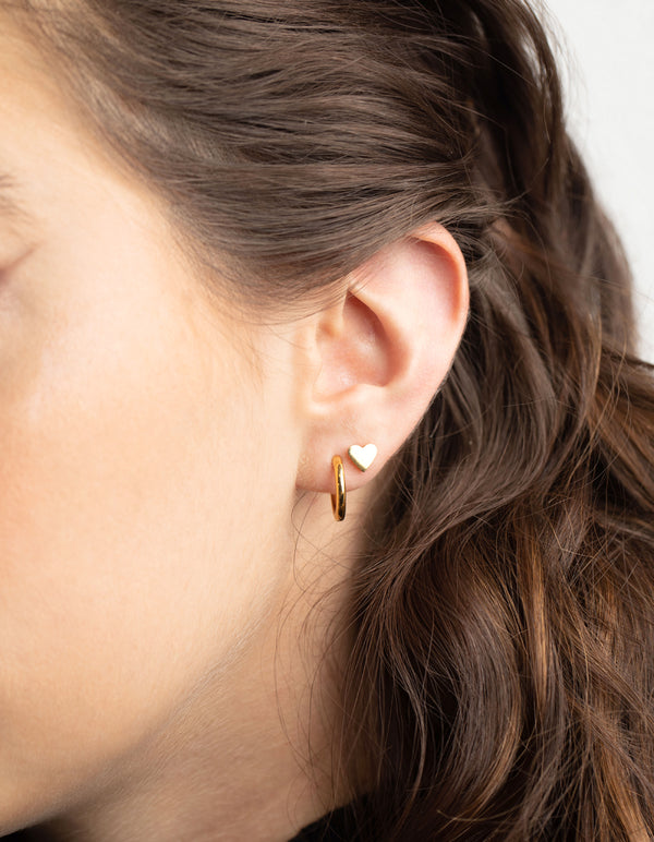Gold Plated Surgical Steel Heart Stud Earring Set