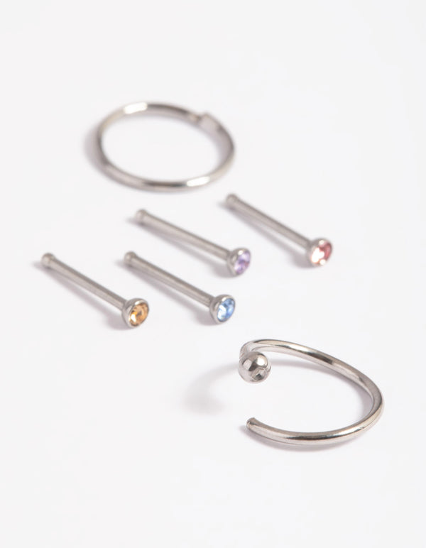 Surgical Steel Pastel Nose Stud 6-Pack