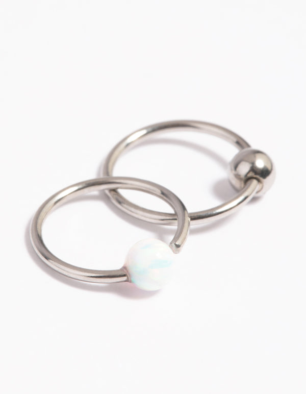 Surgical Steel Opal Nose Ring Set