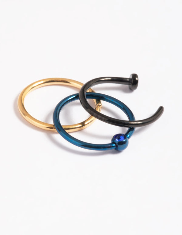 Matte Titanium Nose Ring Pack