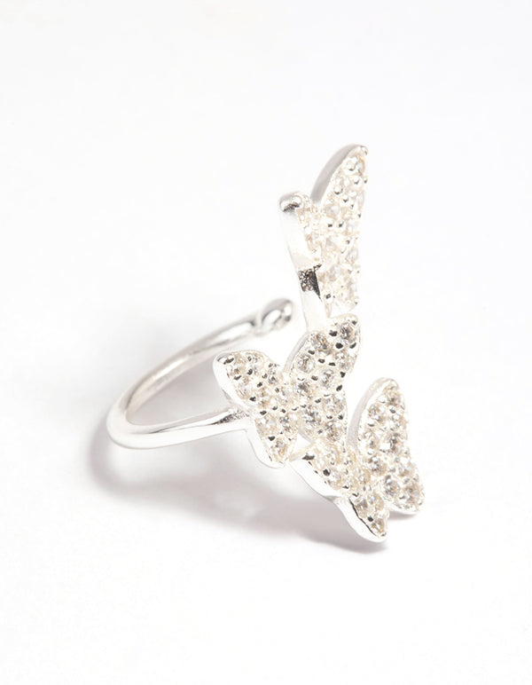 Sterling Silver Cubic Zirconia Butterfly Ear Cuff
