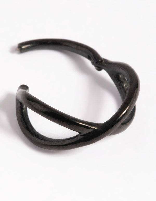Matte Black Surgical Steel Twisted Clicker Ring