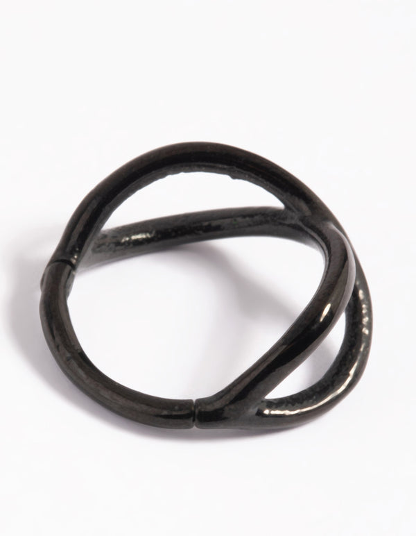 Matte Black Surgical Steel Twisted Clicker Ring