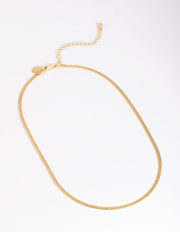 Gold Plated Herringbone Chain Necklace