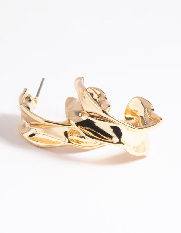 Gold Plated Molten Hoop Earrings
