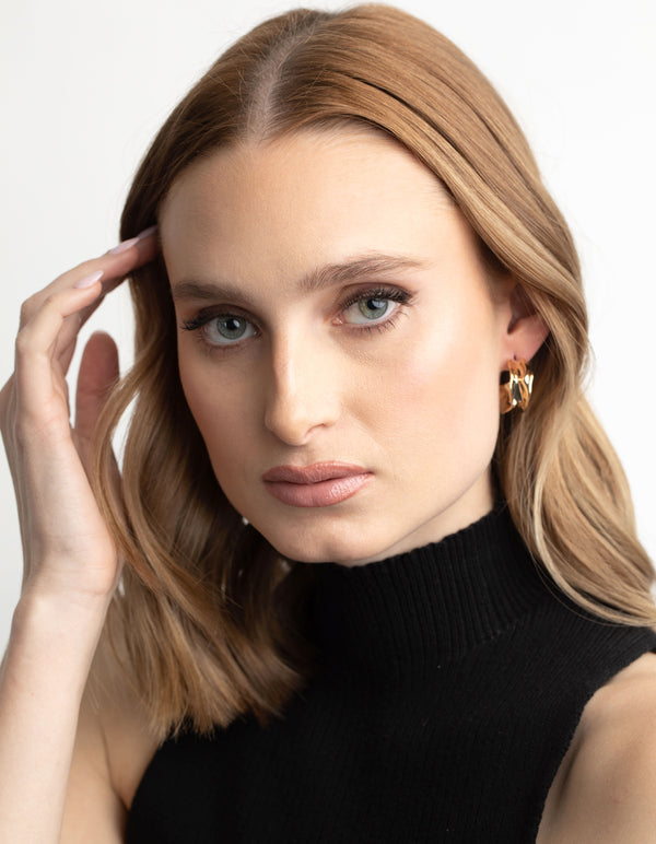 Gold Plated Molten Hoop Earrings