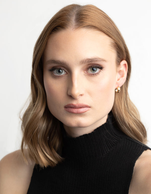 Gold Plated Brass Chubby Hoop Earrings