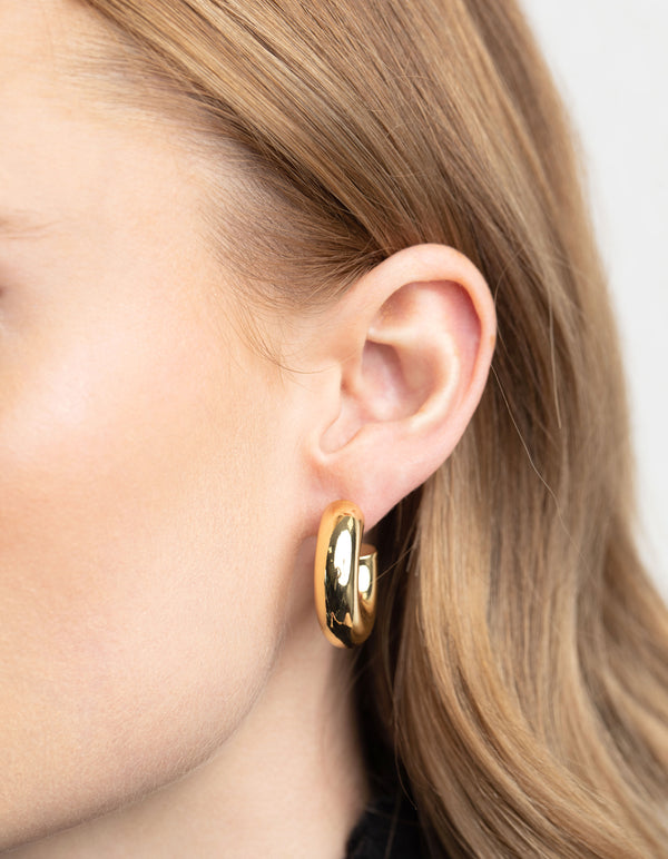 Gold Plated Brass Chubby Hoop Earrings