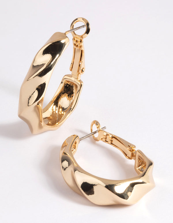 Gold Plated Twisted Hoop Earrings