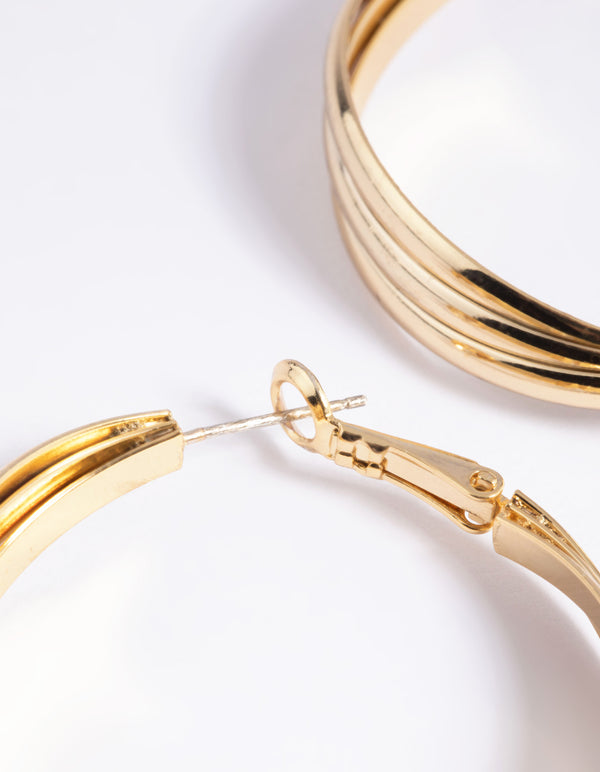 Gold Plated Twisted Hoop Earrings