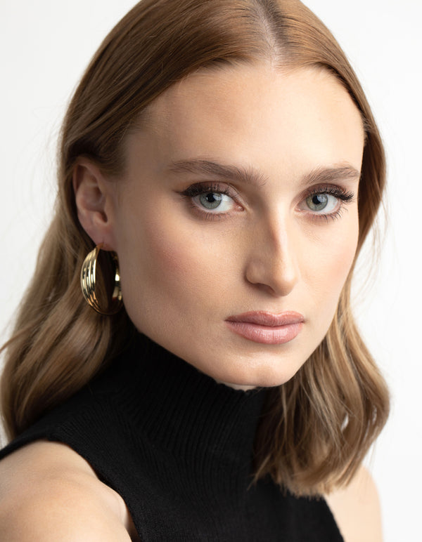 Gold Plated Twisted Hoop Earrings