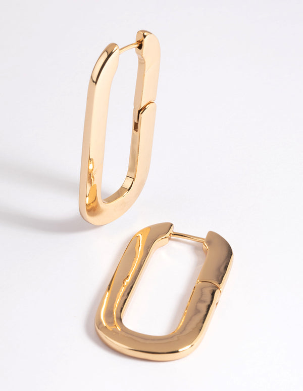 Gold Plated Rectangle Hoop Earrings