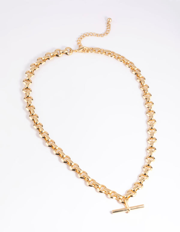 Gold Plated Fob Layered Necklace