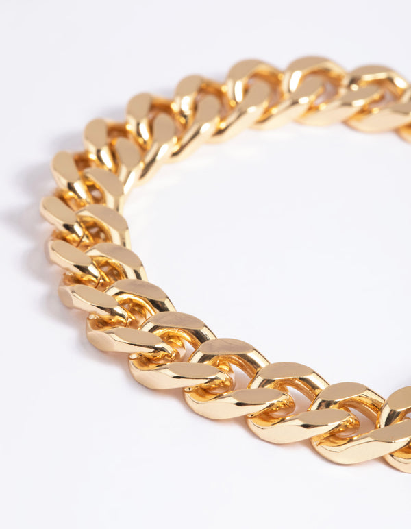 Gold Plated Brass Chunky Fob Bracelet