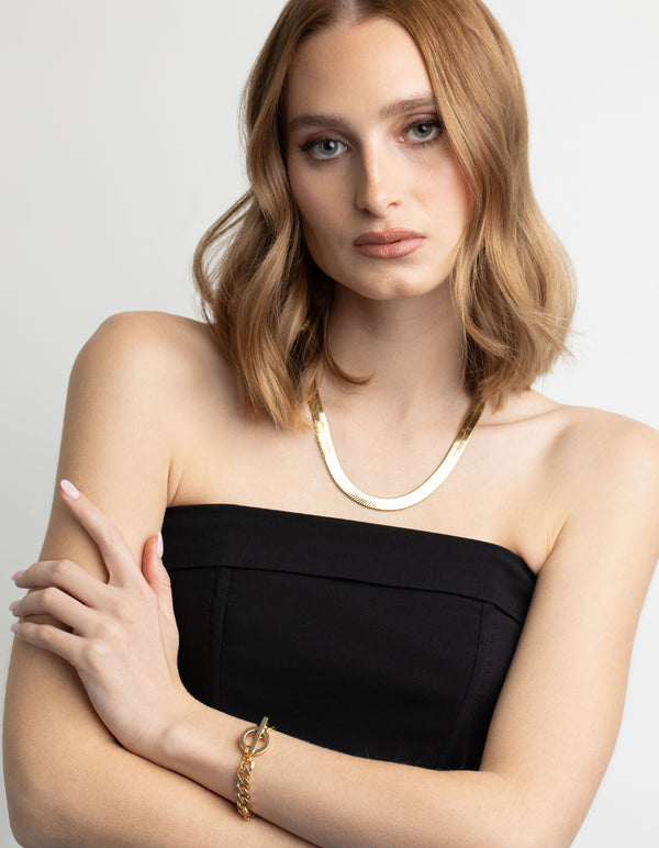 Gold Plated Brass Chunky Fob Bracelet