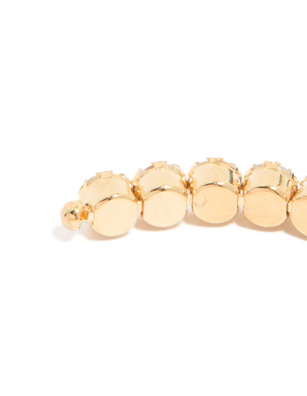 Gold Round Diamante Open Wrist Cuff