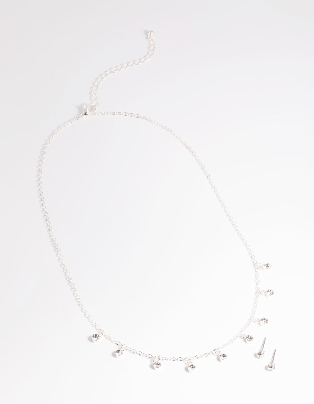 Silver Diamante Droplets Necklace & Earrings Set