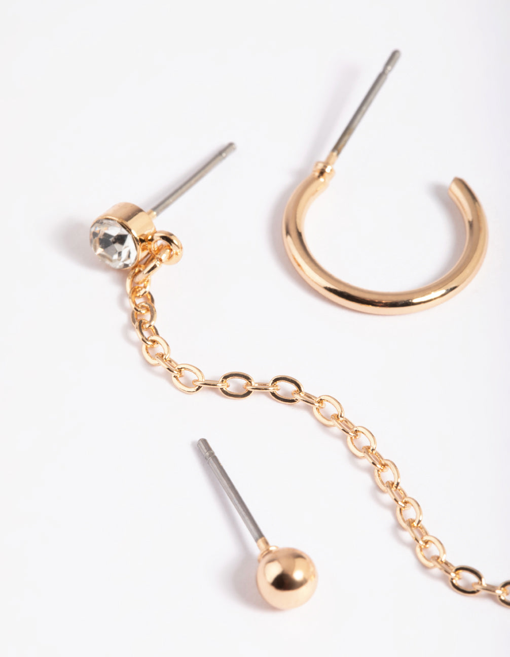 Gold Basic Chain link Earrings 5-Pack