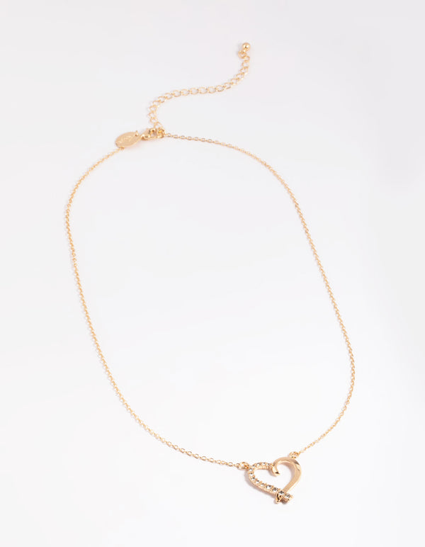 Gold Heart Diamante Necklace